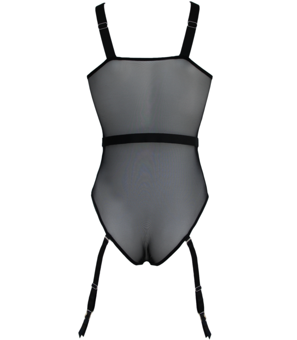 Black mesh lingerie bodysuit teddy